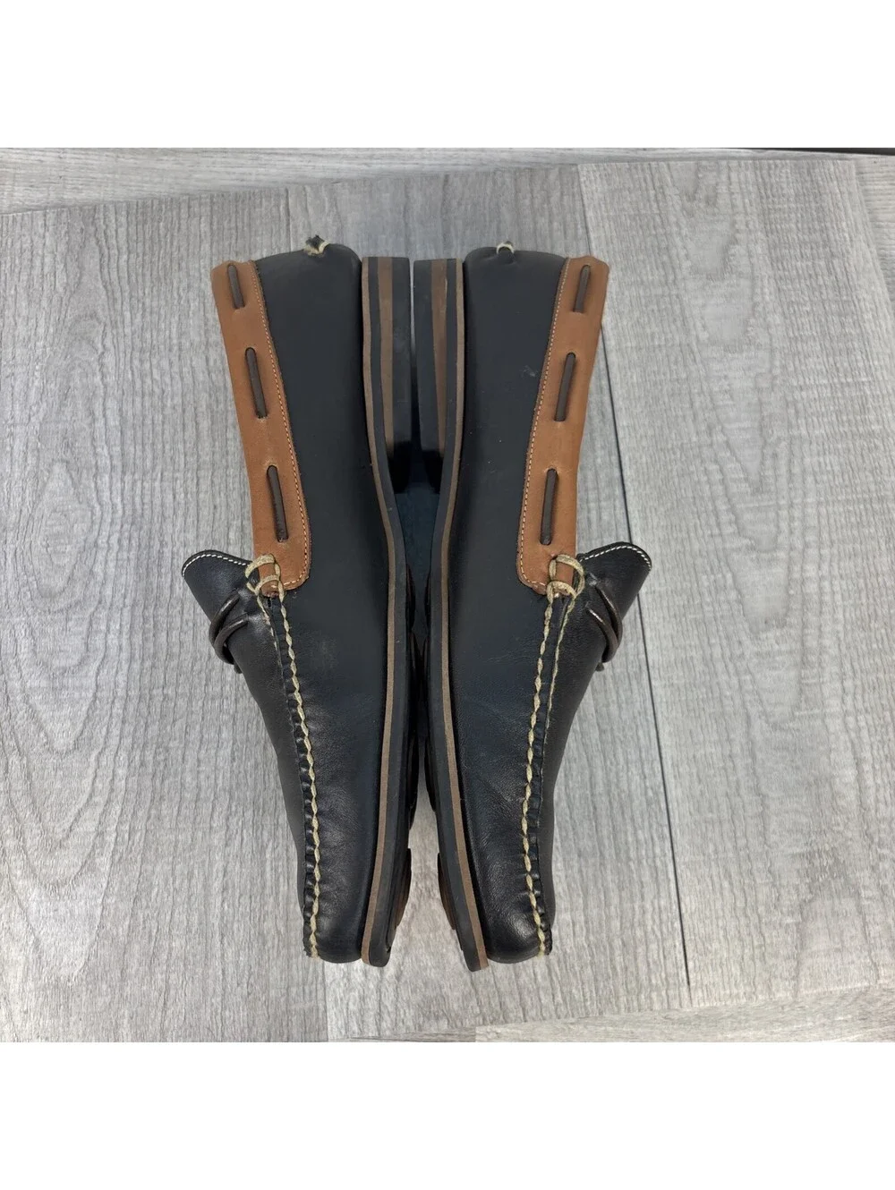 RZ Design Robert Zur Leather Loafer Boat Shoes Black Brown 10.5M